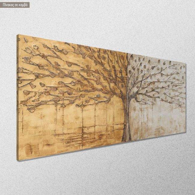 Πίνακας σε καμβά Golden and silver tree, πανοραμικός, κοντινό