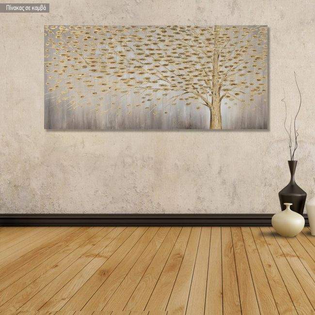 Πίνακας σε καμβά Golden tree and leaves, πανοραμικός