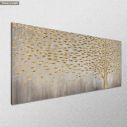 Canvas print Golden tree and leaves, panoramic
