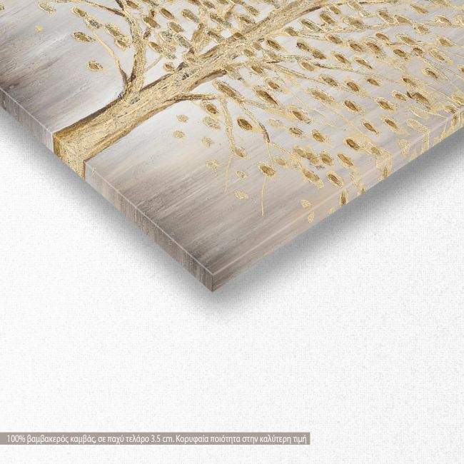 Canvas print Golden tree and leaves, panoramic