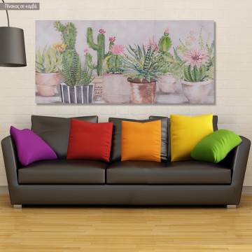 Πίνακας σε καμβά Cacti in panorama, πανοραμικός