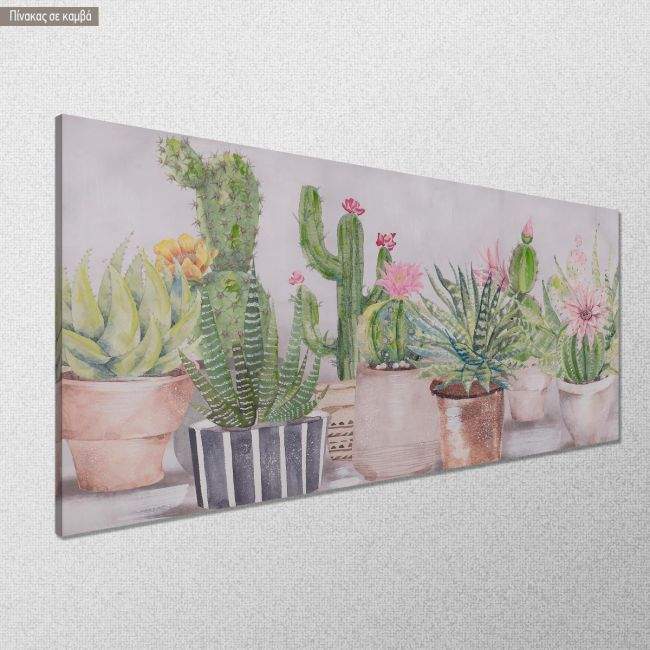 Πίνακας σε καμβά Cacti in panorama, πανοραμικός, κοντινό