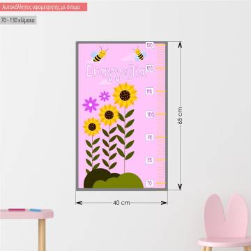 Wall stickers height measure Bees and flowers