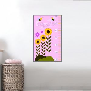 Wall stickers height measure Bees and flowers