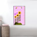 Wall stickers height measure Bees and flowers