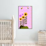 Wall stickers height measure Bees and flowers