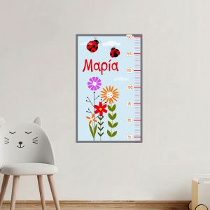 Wall stickers height measure ladybug and flowers