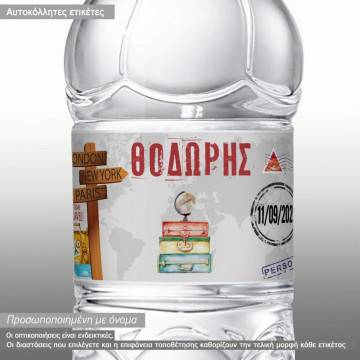 Sticker label world travel suitcases