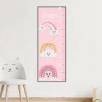 Wall stickers height measure Rainbow and clouds