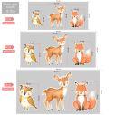 Wooden printed forest animals watercolor deer fox owl