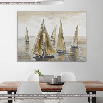 Πίνακας σε καμβά Sailing in brown colors