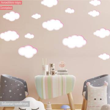Kids wall stickers pink clouds various sizes