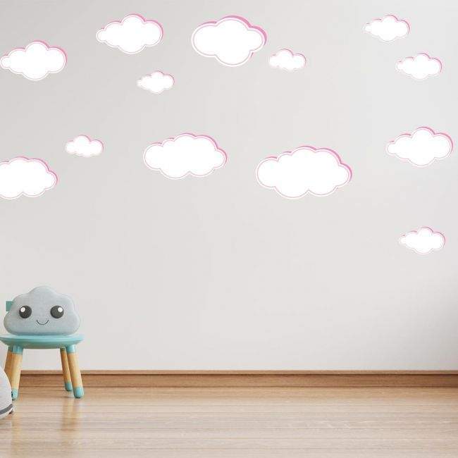 Kids wall stickers pink clouds various sizes
