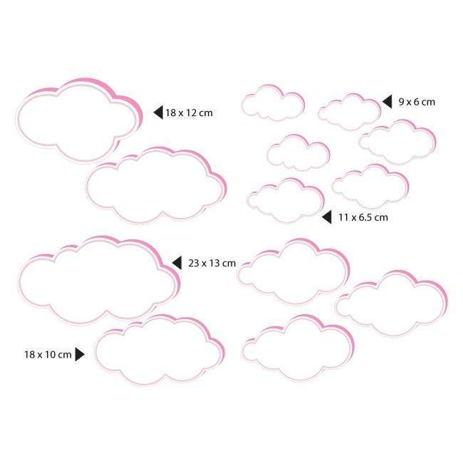 Kids wall stickers pink clouds various sizes