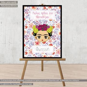 Canvas print welcome to my baptism , Cute floral Fridha