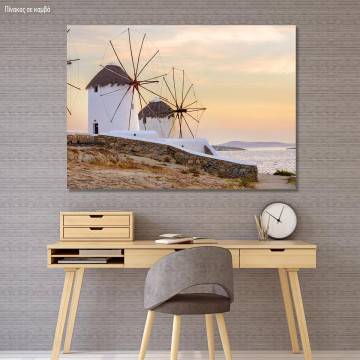 Canvas print Windmills in Chora,Mykonos