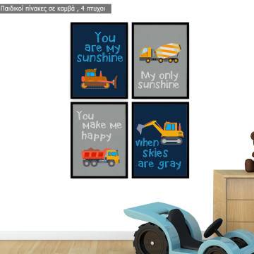 Poster print You are my sunshine, construction theme II