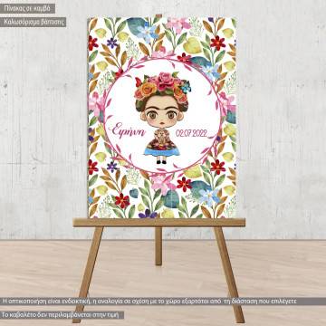 Canvas print welcome to my baptism , Cute floral Fridha II