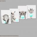 Poster print jungle animals bubble