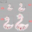Wooden figure printed pink swan with flowers