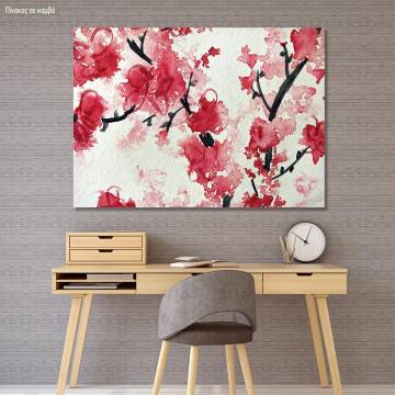 Πίνακας σε καμβά Ανθισμένη κερασιά, Cherry blossom watercolor