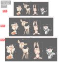 Wooden figures printed setclipart watercolor animals with flowers