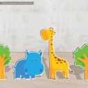 Happy Hippo and giraffe ξύλινες φιγούρες με ζωάκια