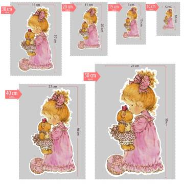 Wooden figure Girl with bear vintage Printed wood (mdf) View 1 2