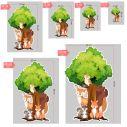 wooden decorative figure printed forest animals tree