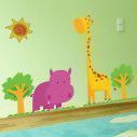 Kids wall stickers Hippopotamus, giraffe,  Happy Hippo & Giraffe