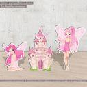 Wooden figures Fairies and castle