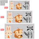 wooden printed forest animals bunny squirrel racoon