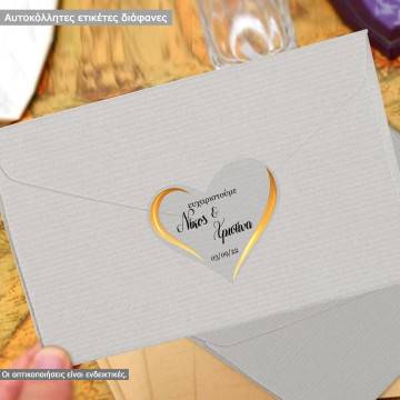 Transparent sticker label Heart personalized