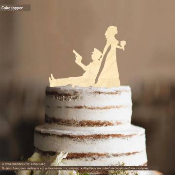 Νύφη και Αστυνομικός Cake topper τούρτας ξύλινο ή plexi
