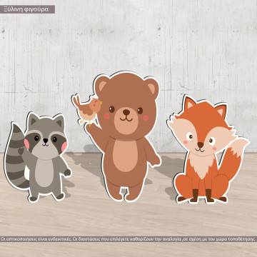 Wooden figures printed Cute forest animals 2