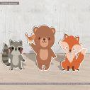Wooden figures printed Cute forest animals