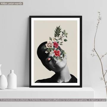 Audrey with flowers, αφίσα, κάδρο, μαύρη κορνίζα