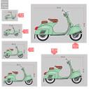 Vespa Green ξύλινη φιγούρα εκτυπωμένη, βέσπα