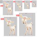 Wooden figure printed Little deer clipart watercolor