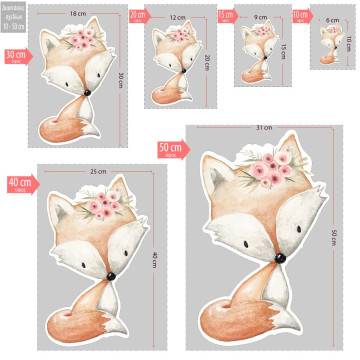 Wooden figure printed Little fox clipart watercolor 2