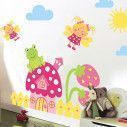 Kids wall stickers Strawberry House, fairies and frog
