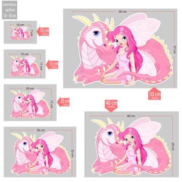 Wooden figure printed Fairy and dragon 2