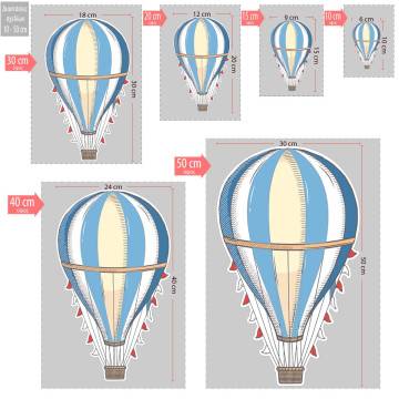 Hot air baloon vintage blue ξύλινη φιγούρα εκτυπωμένη, αερόστατο 2