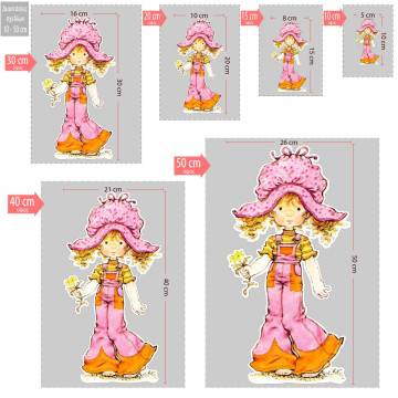 Wooden figure printed Cute girl vintage art4 2