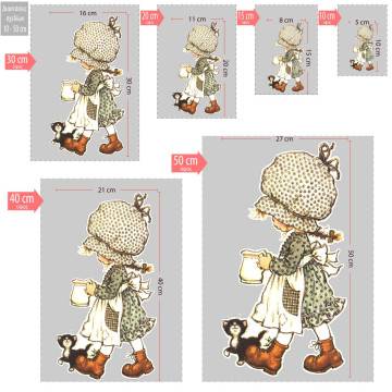 Wooden figure printed Cute girl vintage art2 2