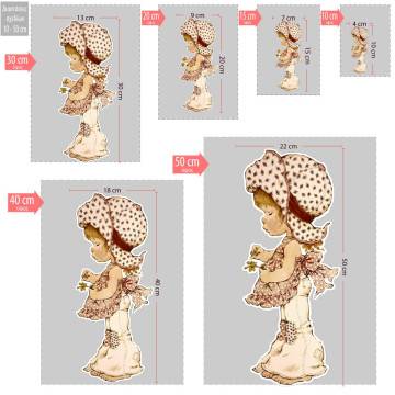 Wooden figure printed Cute girl vintage art1 2
