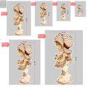 Wooden figure printed Cute girl vintage art1