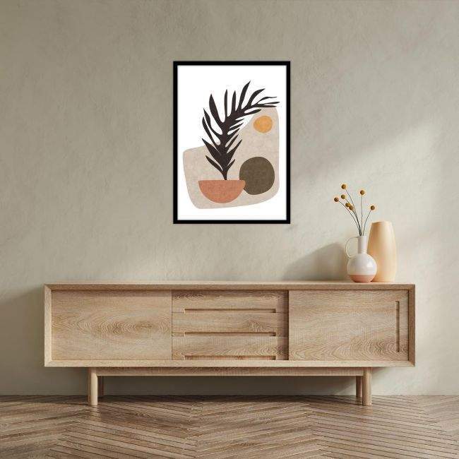 Boho abstract plant I, αφίσα, πόστερ, διαθέσιμη και σε πίνακα σε καμβά, κάδρο μαύρη κορνίζα, λευκή κορνίζα, ξύλινη κορνίζα