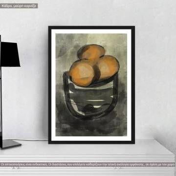 Oranges in a bowl, poster