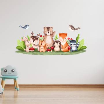Kids wall stickers Forest animals waving